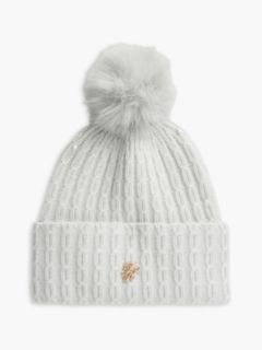 Cable Knit Wool-Blend Pom Beanie — Light Cast 1