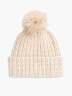 Cable Knit Wool-Blend Pom Beanie — Misty Blush 2