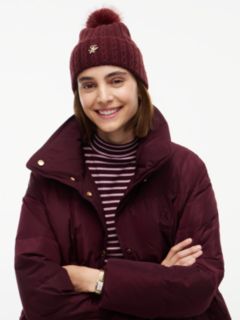 Cable Knit Wool-Blend Pom Beanie — Deep Burgundy 4