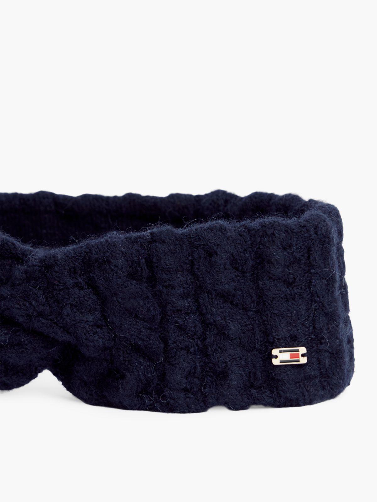 Twisted Cable Knit Headband — Space Blue