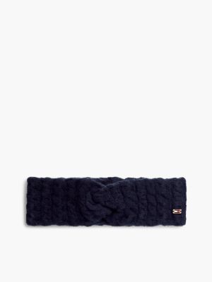 Twisted Cable Knit Headband, Space Blue
