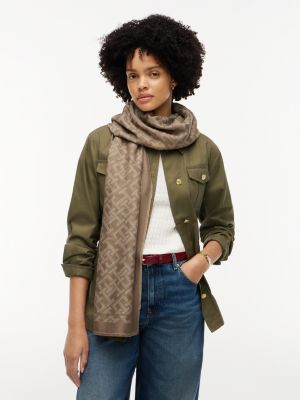 Женский шарф Tommy Hilfiger Jacquard Monogram, цвет: Насыщенный орех — фото 4