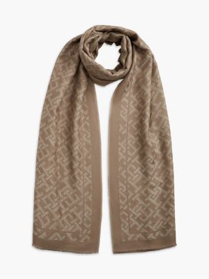 Jacquard Monogram Scarf, Rich Walnut