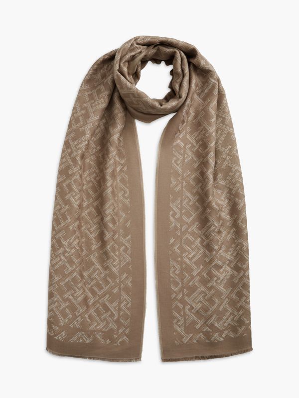 Jacquard Monogram Scarf — Rich Walnut