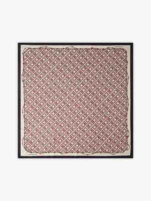 Женский шарф Tommy Hilfiger Allover Monogram Silk, цвет: Красный глиняный — фото 1