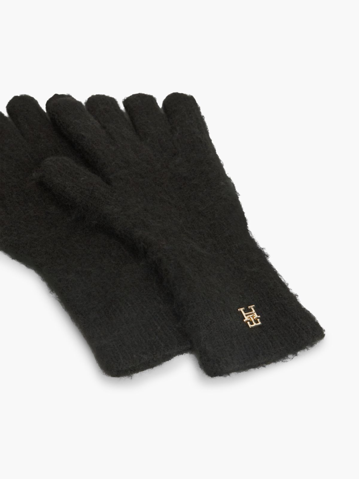 Wool-Blend Knit Glove — Black