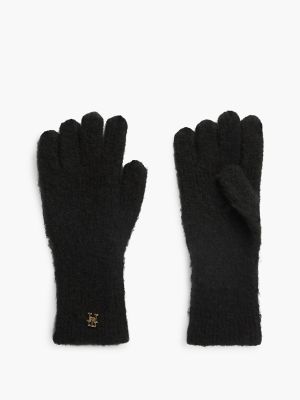 Wool-Blend Knit Glove, Black
