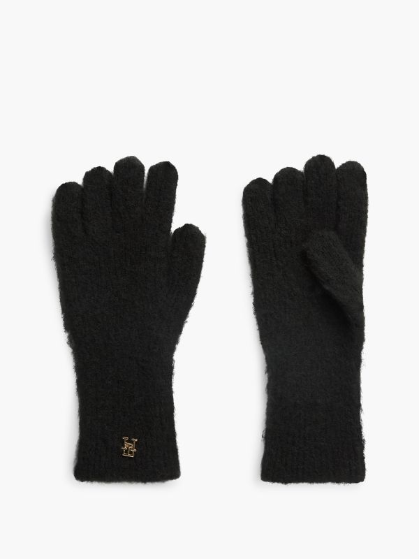 Wool-Blend Knit Glove — Black