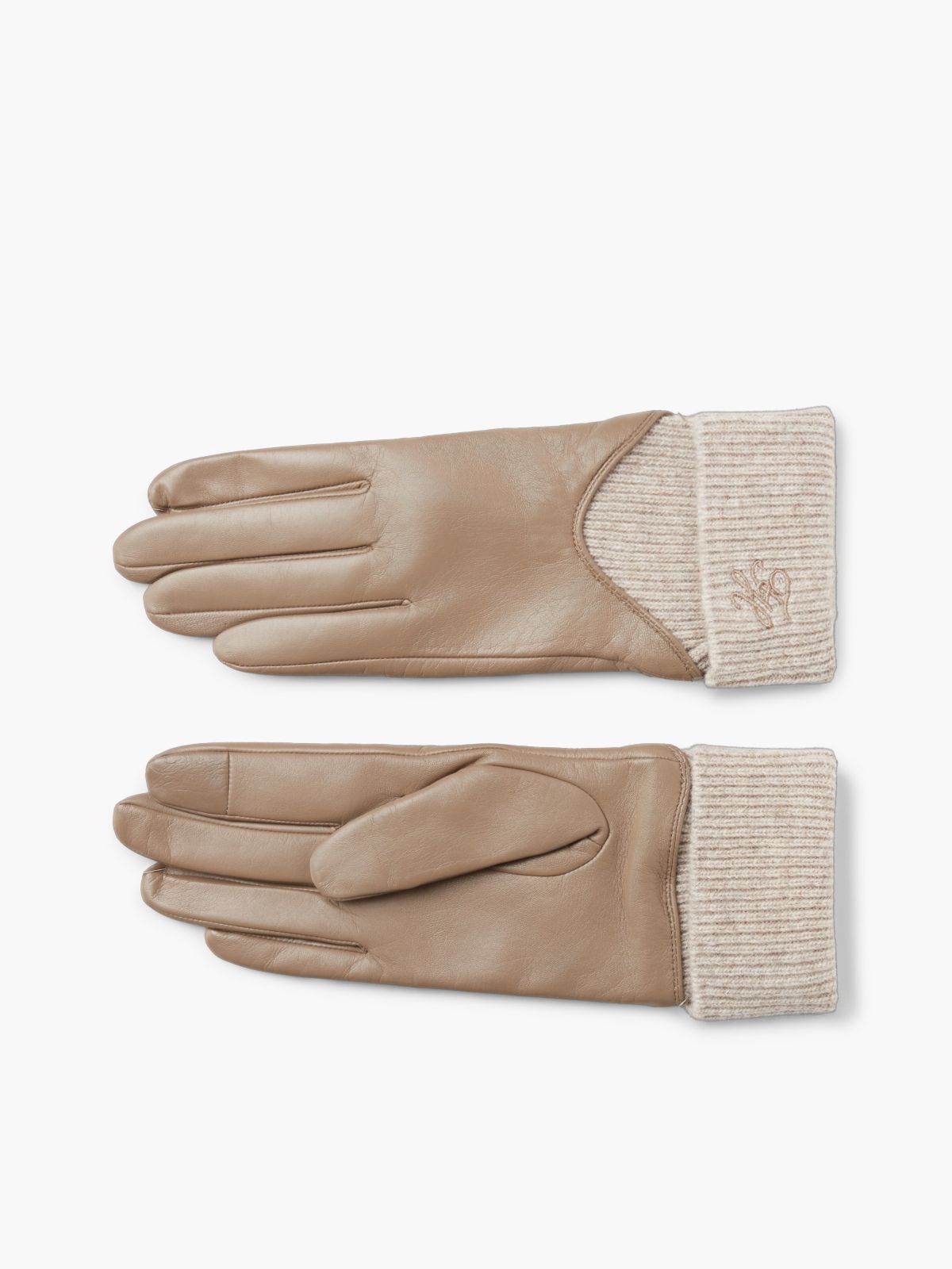 Leather & Rib-Knit Wool Glove — Tundra Moss