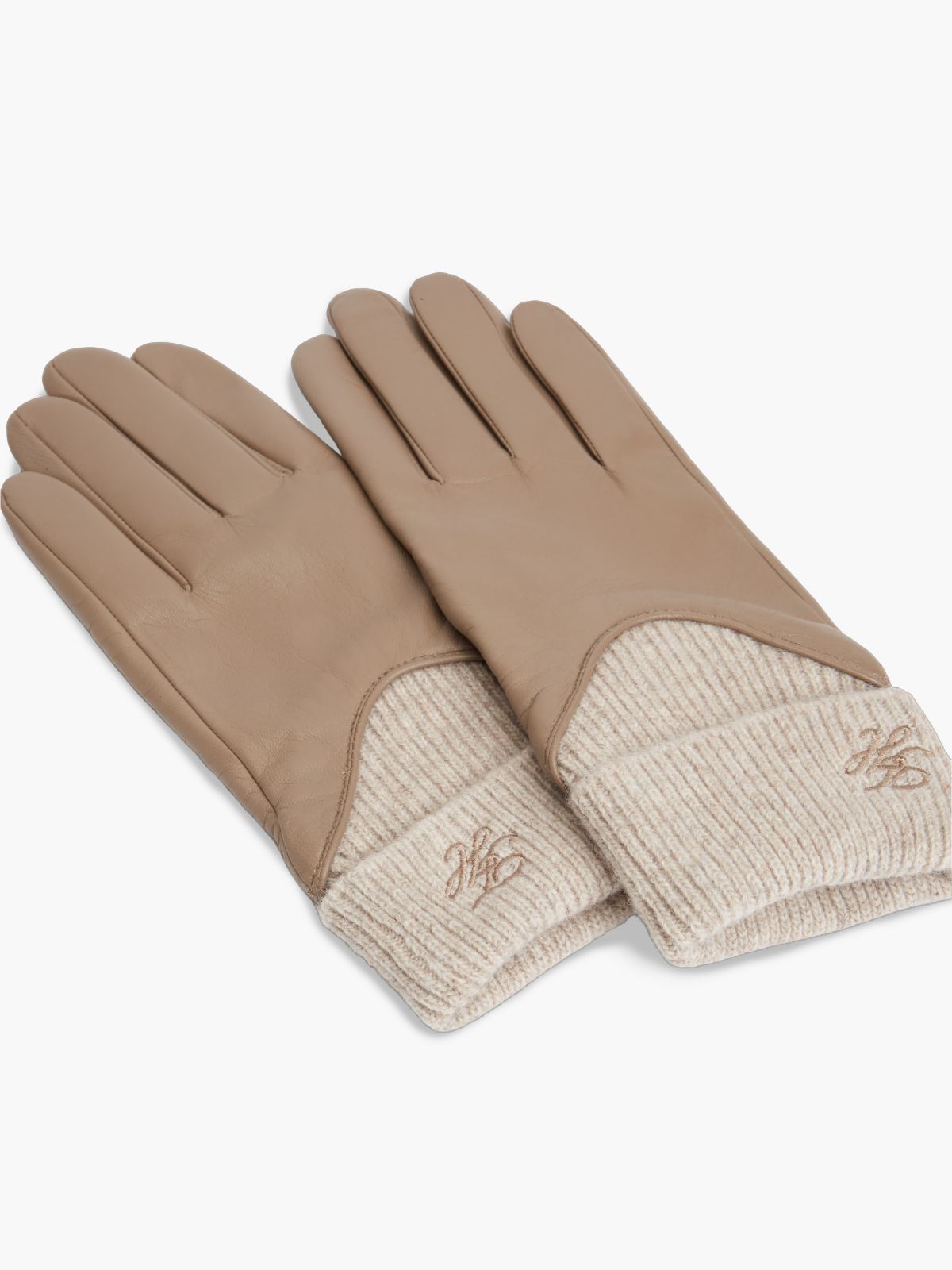 Leather & Rib-Knit Wool Glove — Tundra Moss