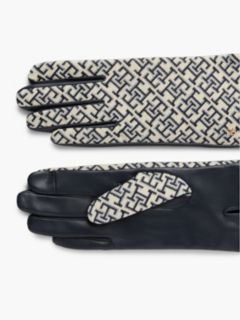 Leather & Jacquard Monogram Glove — Space Blue 2