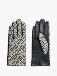 Leather & Jacquard Monogram Glove — Space Blue 1