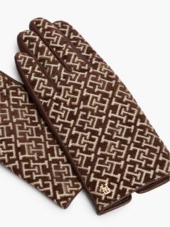 Leather & Jacquard Monogram Glove — Rich Walnut 3