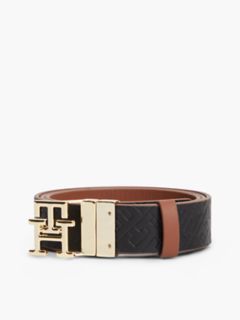 Monogram Buckle Reversible Leather Belt — Black Cognac 7
