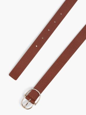 Женский ремень Tommy Hilfiger Double-Loop Buckle Pebbled Leather Belt, цвет: Зимний коньячный — фото 2
