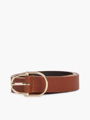 Женский ремень Tommy Hilfiger Double-Loop Buckle Pebbled Leather Belt, цвет: Зимний коньячный — фото 4
