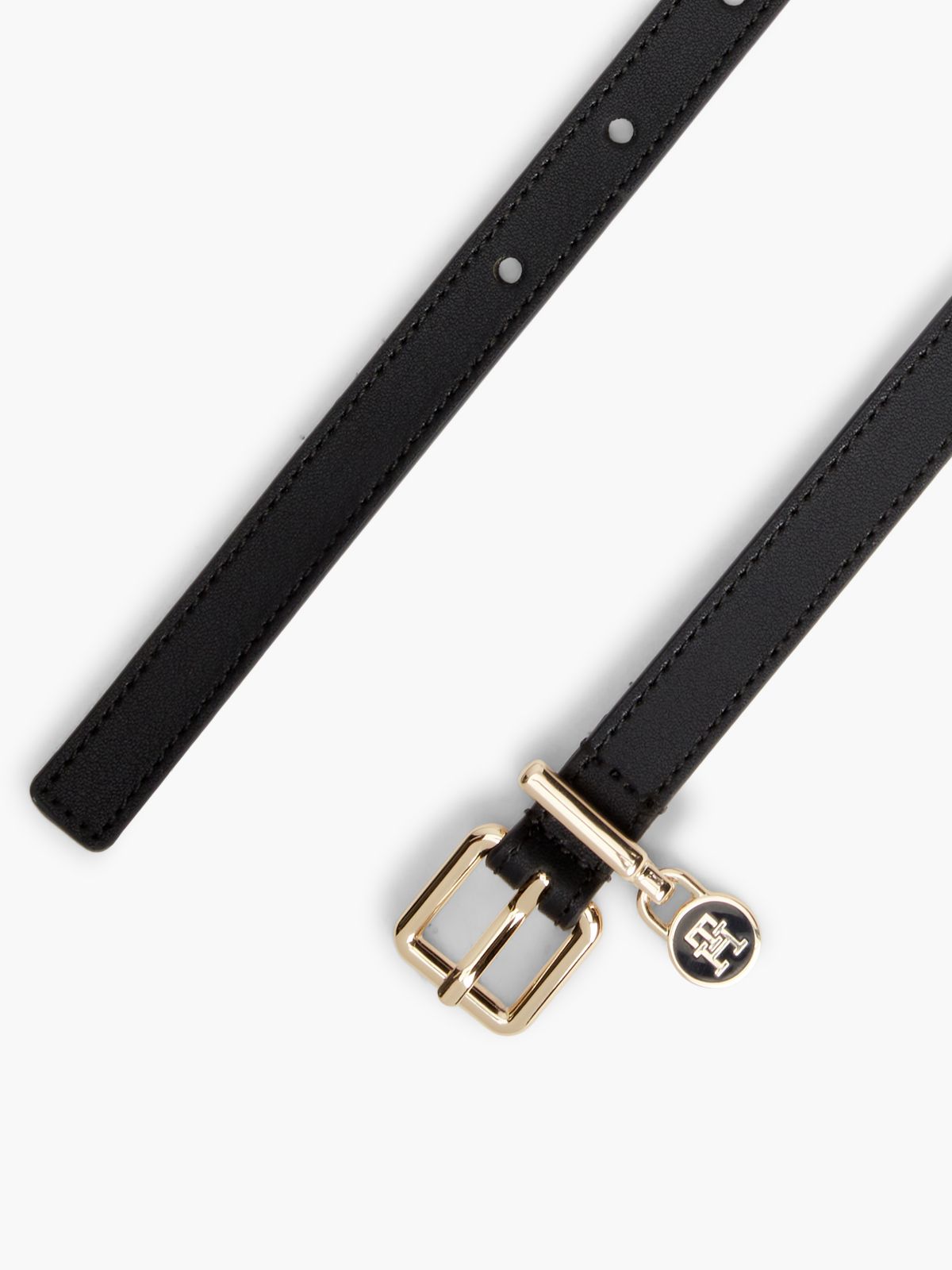 Monogram Padlock Charm Leather Belt — Black