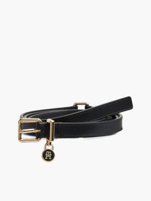 Monogram Padlock Charm Leather Belt, Black