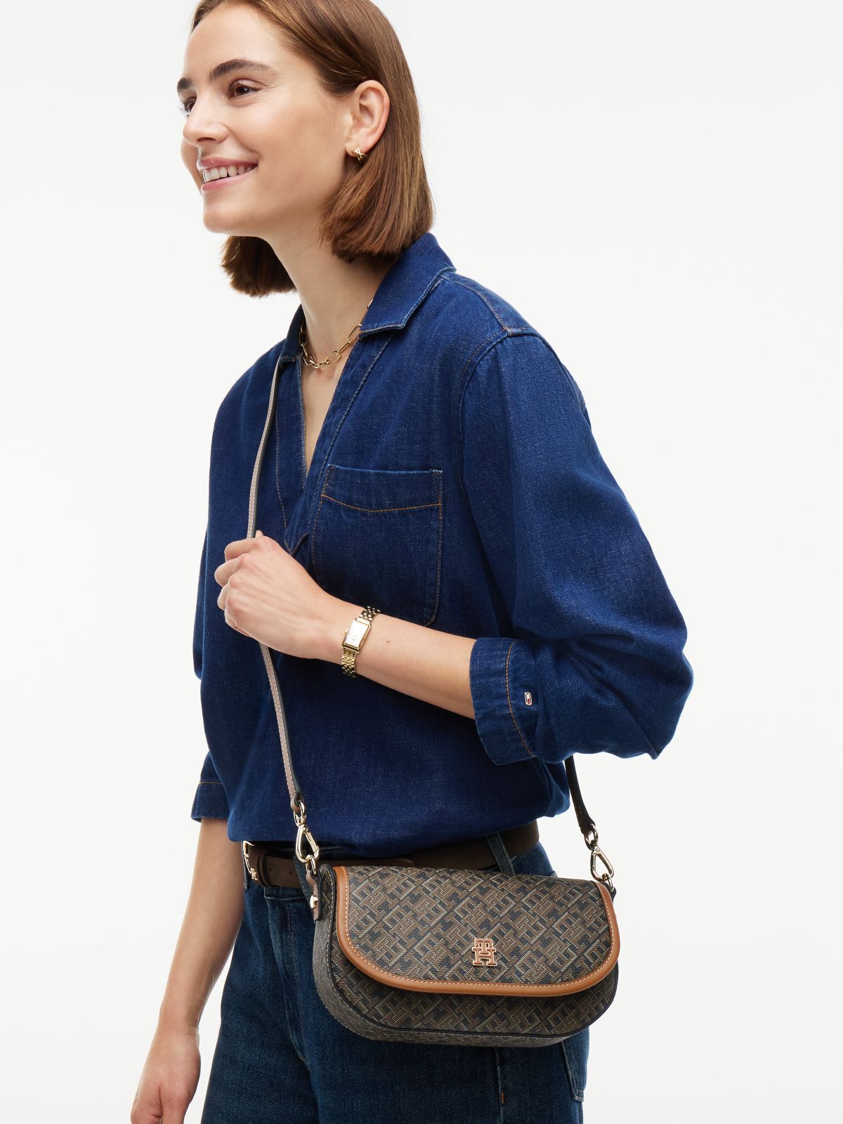 Allover Monogram Saddle Bag — Black Mix