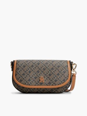 Allover Monogram Saddle Bag, Black Mix