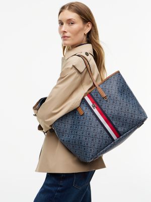 Женская сумка Tommy Hilfiger Signature Stripe Monogram, цвет: Космический синий — фото 2