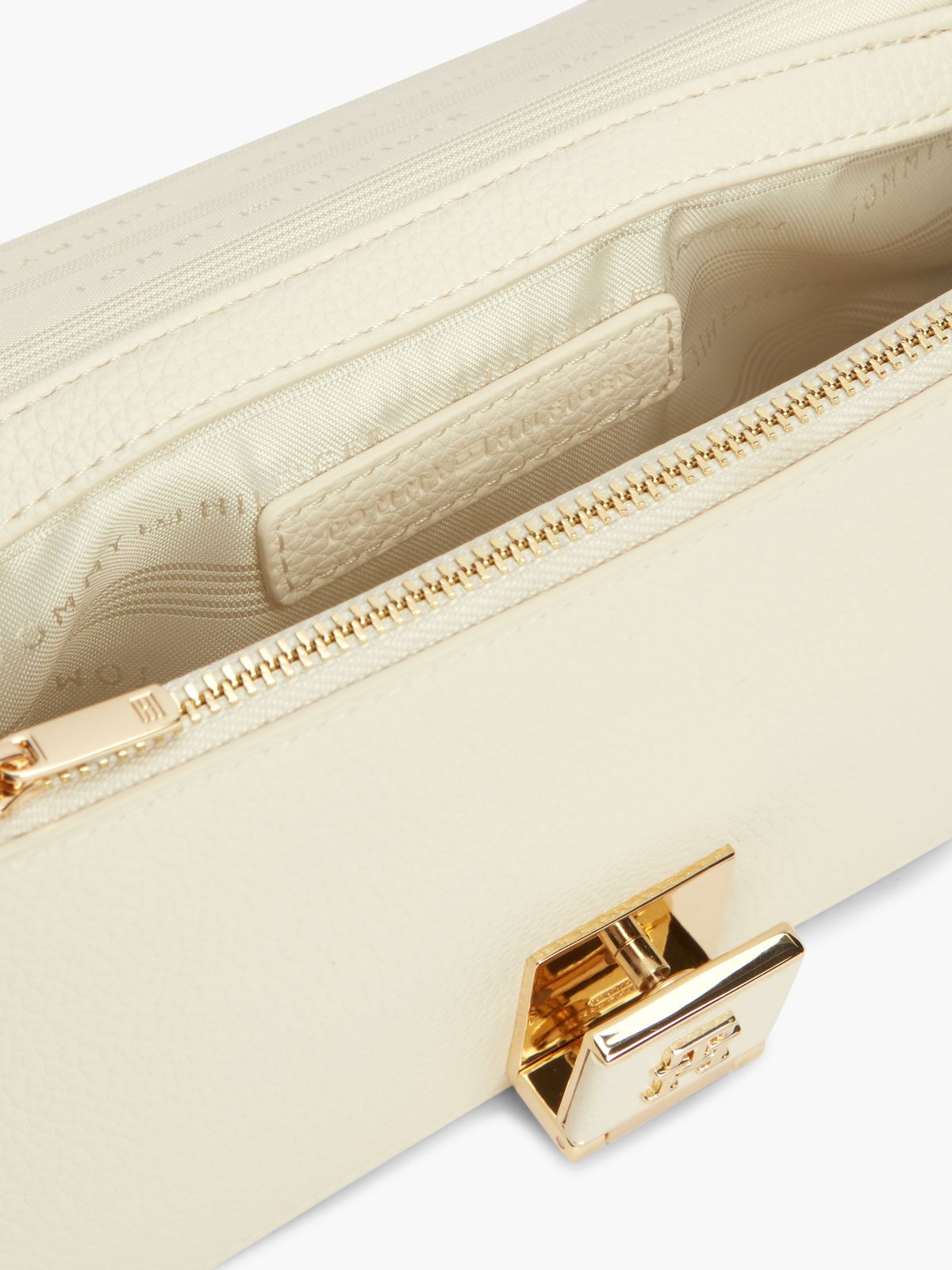 Monogram Clasp Chain Strap Crossbody Bag — Soft Cream