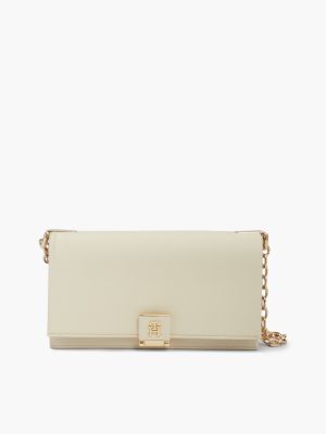 Monogram Clasp Chain Strap Crossbody Bag, Soft Cream
