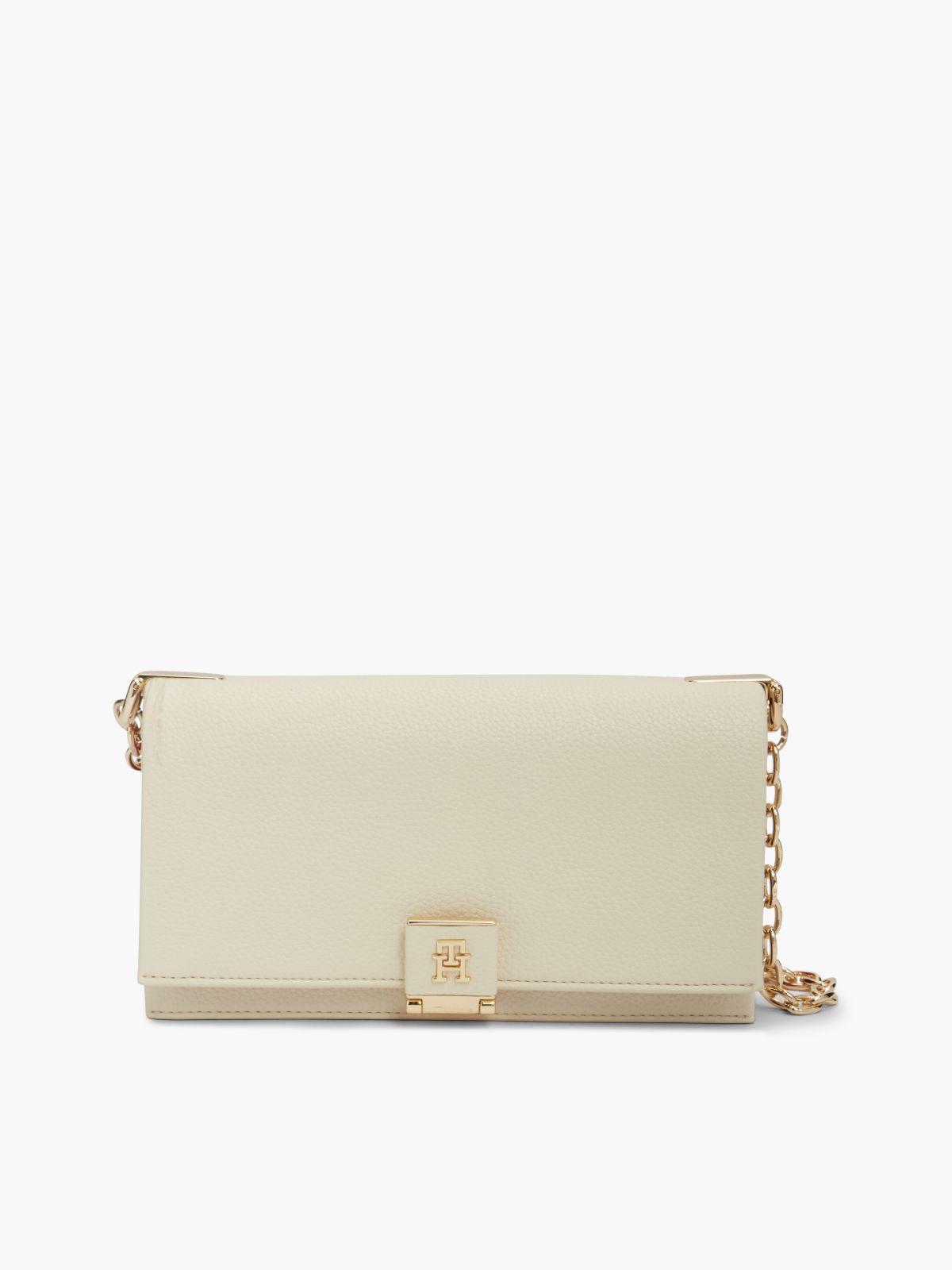Monogram Clasp Chain Strap Crossbody Bag — Soft Cream