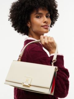 Monogram Flap-Closure Crossbody Bag — Soft Cream 2