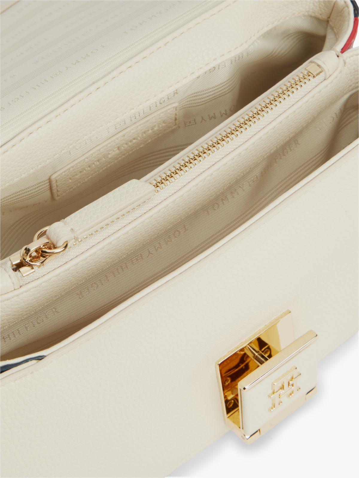 Monogram Flap-Closure Crossbody Bag — Soft Cream