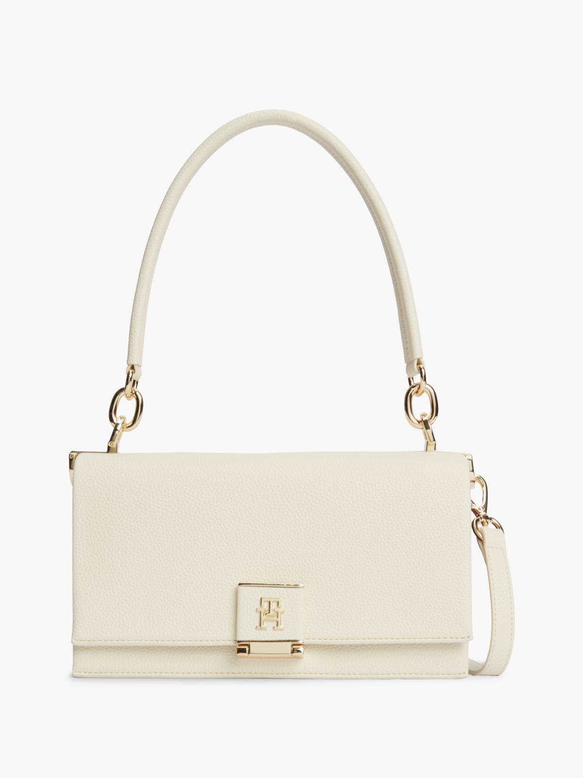 Monogram Flap-Closure Crossbody Bag — Soft Cream