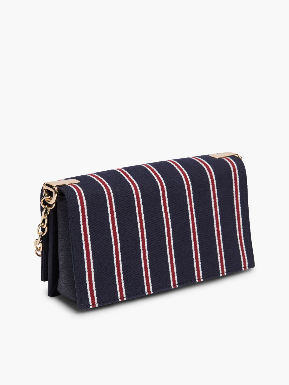 Varsity Stripe Chain Strap Crossbody Bag — Space Blue
