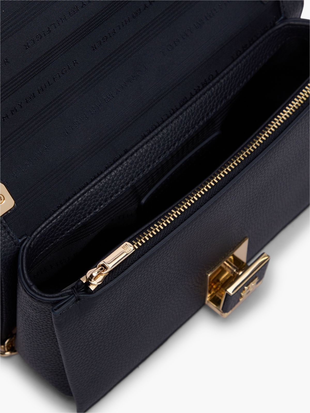 Varsity Stripe Chain Strap Crossbody Bag — Space Blue