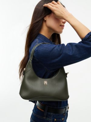 Женская сумка Tommy Hilfiger Monogram Mini Crescent, цвет: Тёмный оливковый — фото 2