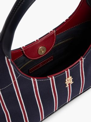 Женская сумка Tommy Hilfiger Monogram Striped Mini Crescent, цвет: Космический синий — фото 4