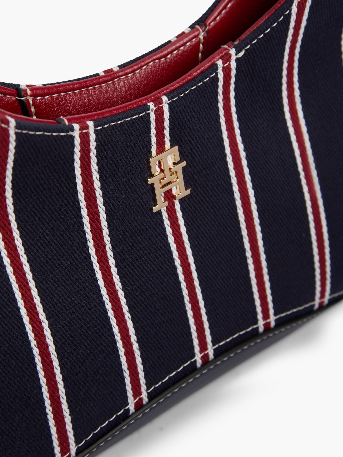 Monogram Striped Mini Crescent Bag — Space Blue