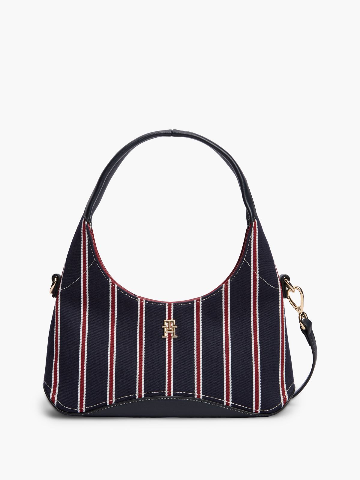 Monogram Striped Mini Crescent Bag — Space Blue