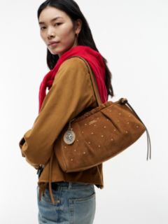 Studded Suede Shoulder Bag — Cognac 2