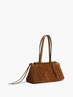 Studded Suede Shoulder Bag — Cognac 3