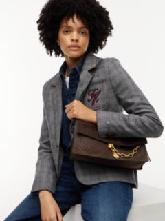 Chain Accent Monogram Suede Shoulder Bag — Fondant Brown 2
