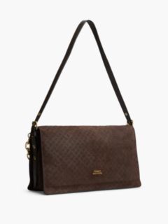 Chain Accent Monogram Suede Shoulder Bag — Fondant Brown 3