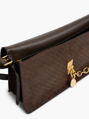 Женская сумка Tommy Hilfiger Chain Accent Monogram Suede Shoulder, цвет: Коричневый — фото 5