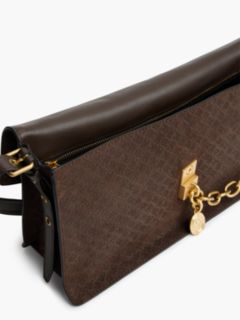 Chain Accent Monogram Suede Shoulder Bag — Fondant Brown 5