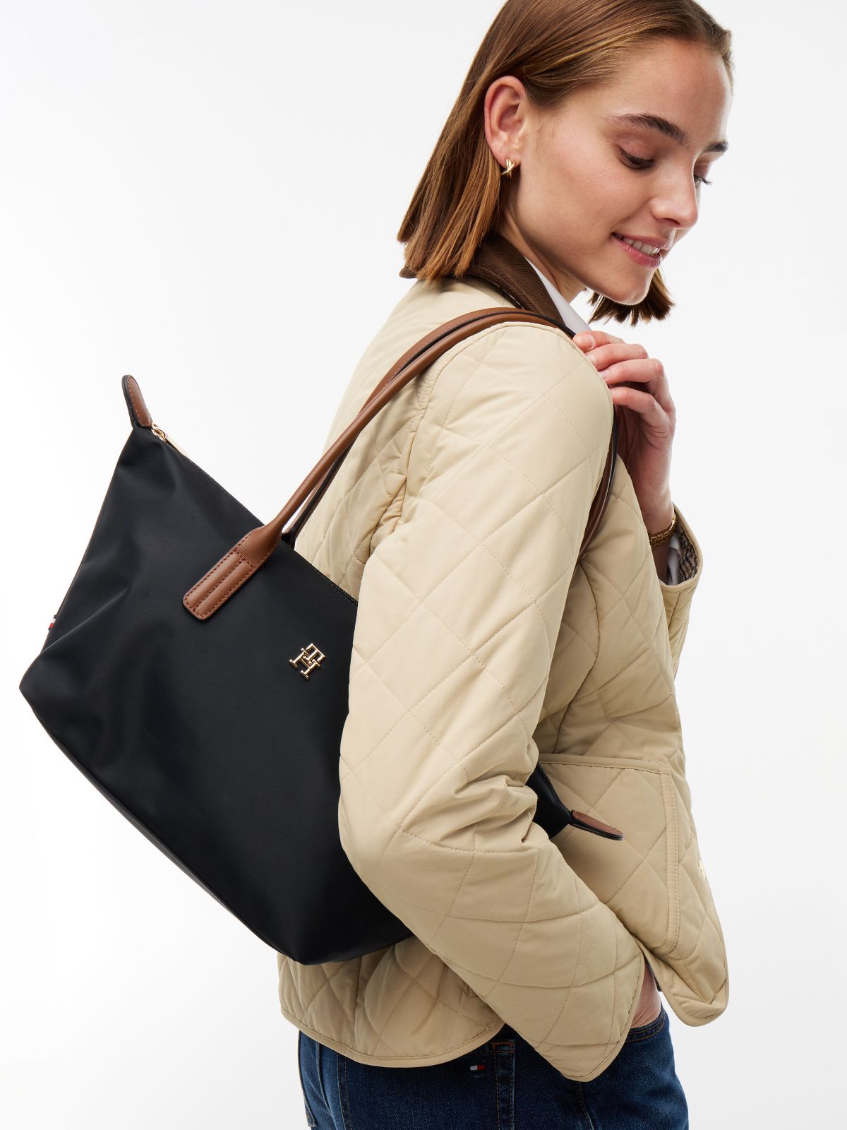 Monogram East-West Tote Bag — Black