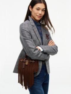 Fringed Suede & Leather Micro Tote Bag — Fondant Brown 2