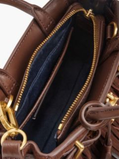 Fringed Suede & Leather Micro Tote Bag — Fondant Brown 5