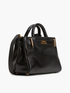 Floral Motif Leather Micro Tote Bag — Black 3