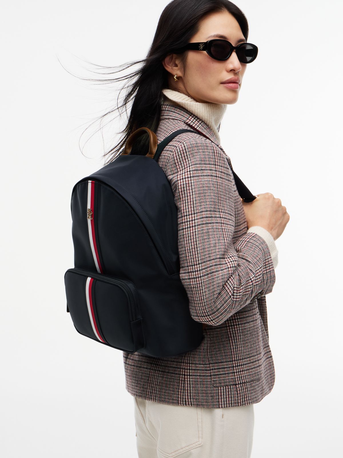 Monogram Signature Stripe Backpack — Space Blue