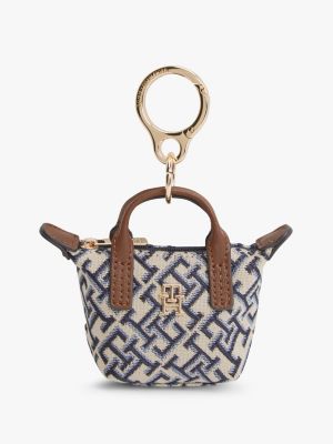 Monogram Jacquard Coin Purse Bag Charm, Blue Mono