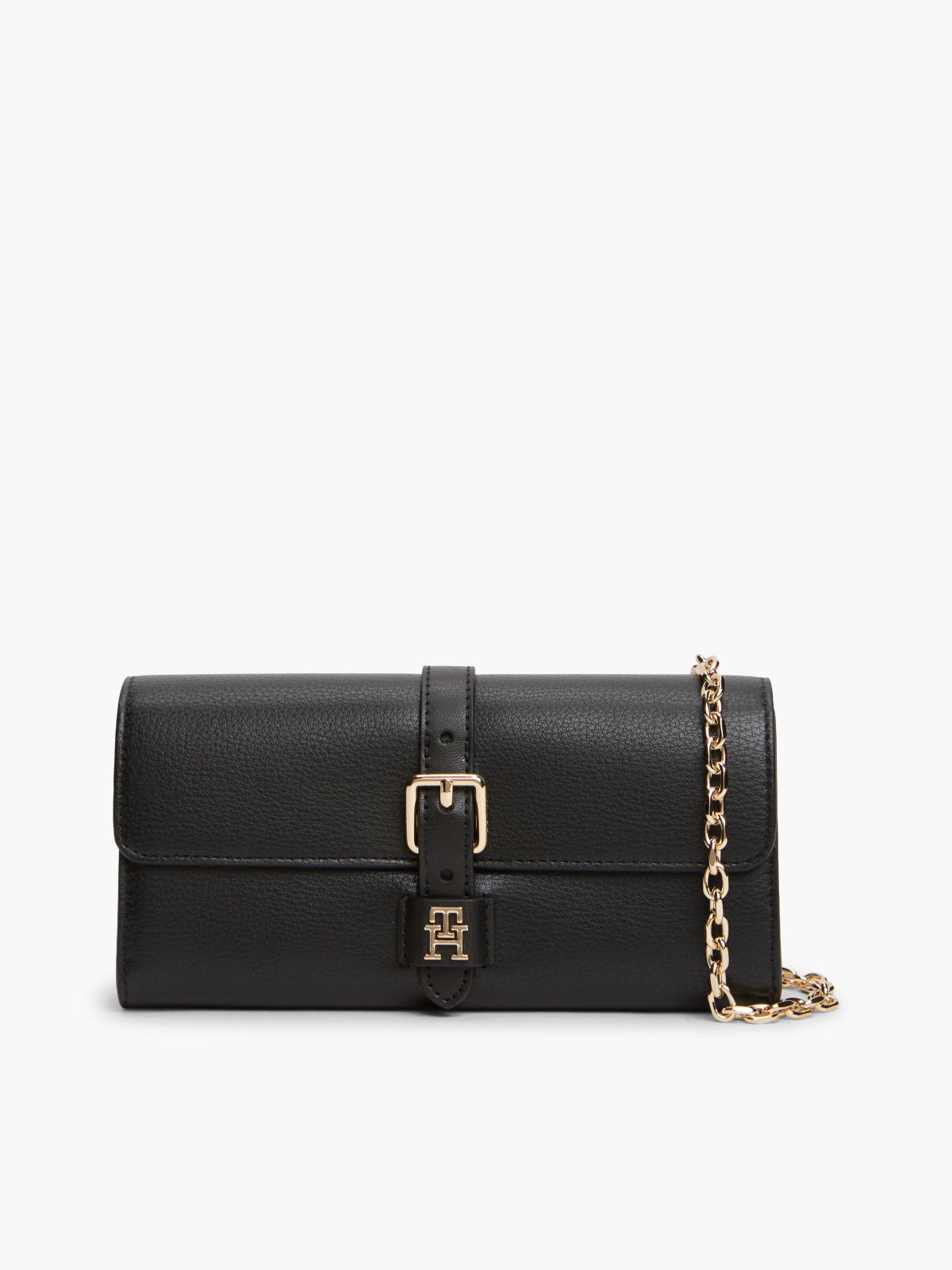 Buckle Monogram Chain Strap Wallet — Black